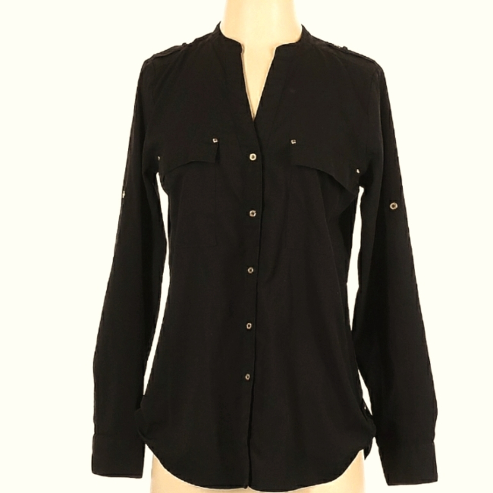 CALVIN KLEIN Textured Roll Tab Button DownShirt. Size Small